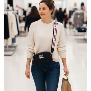 Brighton Black Love Crossbody Bag with Heart Strap